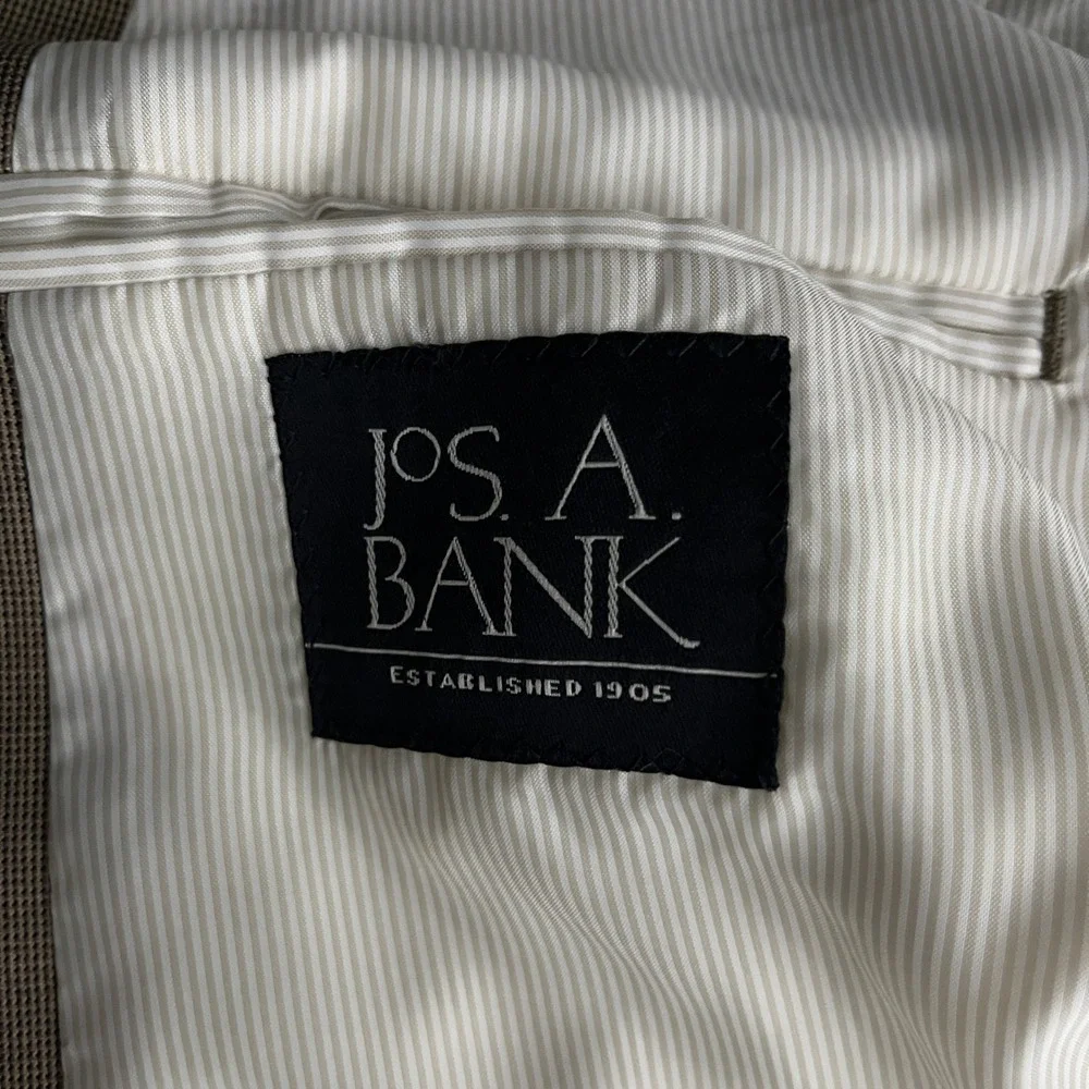 Jos. A. Bank Suit Mens 44L 38x30.5 Tan Cotton Wool Blend Two Button Modern‎